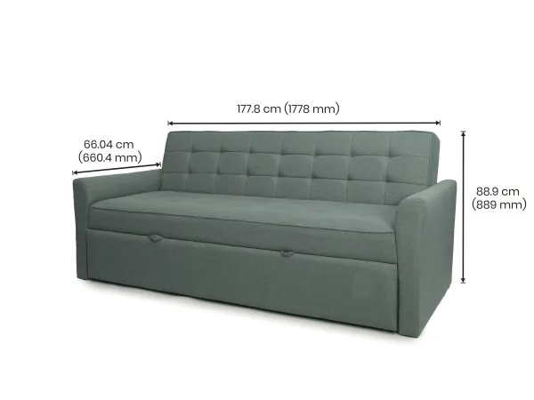 Zenith Sofa Cum Bed in Mineral Green
